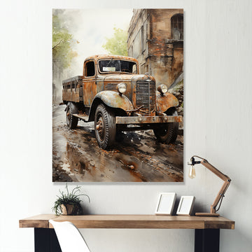 1950s Brown Delivery Truck - Truck Canvas Wall Art